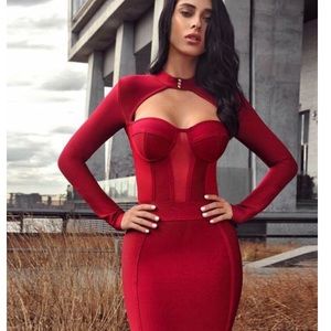 Miss Circle Melrose Bustier Long Sleeve Dress S